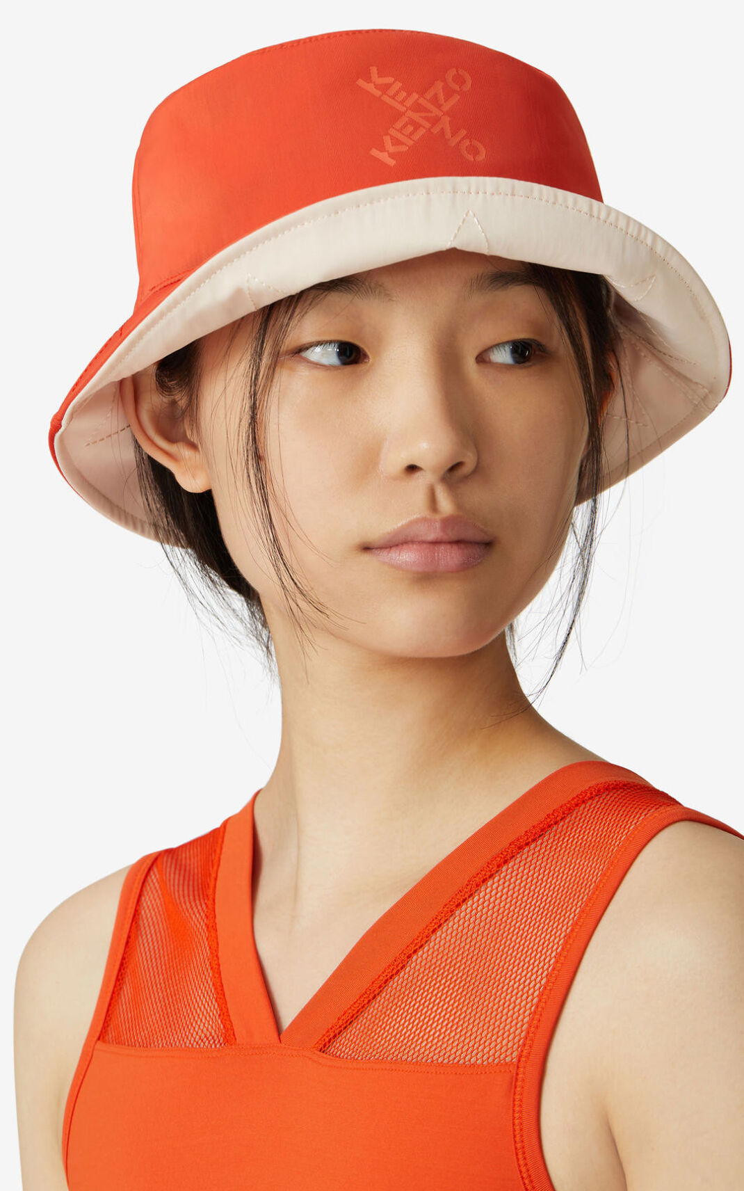 Kenzo Sport Little X Bucket Hat Deep Orange For Womens 6203EQLSY